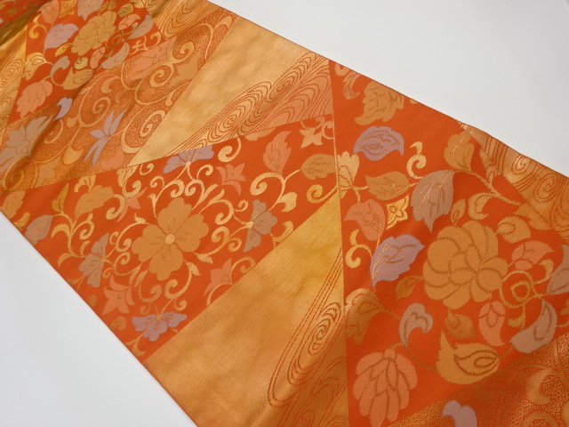 リサイクル　花唐草模様織り出し名古屋帯